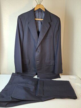 Oxxford Clothes Full Two Piece Suit Blue 3 Roll 2 Single Vent Men Size 41R 38 W